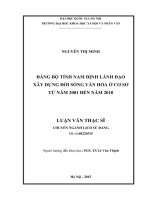 Đảng bộ tỉnh nam định lãnh đạo xây dựng đời sống văn hóa cơ sở từ năm 2001 đến năm 2010 