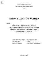 Luận văn nâng cao chất lượng cho vay ngắn hạn tại ngân hàng nông nghiệp và phát triển nông thôn chi nhánh nam sách 