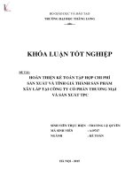 Luận văn hoàn thiện kế toán tập hợp chi phí sản xuất và tính giá thành sản phẩm xây lắp tại công ty cổ phần thương mại và sản xuất TPC 
