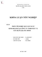 Luận văn phân tích hiệu quả sản xuất kinh doanh tại công ty TNHH máy và xây dựng quang minh 