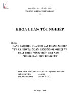 Luận văn nâng cao chất lượng cho vay doanh nghiệp nhỏ và vừa tại ngân hàng nông nghiệp và phát triển nông nghiệp việt nam phòng giao dịch đông cứu 