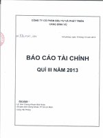 Báo cáo tài chính quý 3 năm 2013 - Công ty cổ phần Đầu tư và Phát triển Cảng Đình Vũ