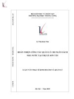 Luận văn hoàn thiện công tác quản lý chi ngân sách nhà nước cấp huyện tại thị xã sơn tây 