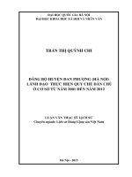 Đảng bộ huyện đan phượng ( hà nội) lãnh đạo thực hiện quy chế dân chủ ở cơ sở từ năm 2001 đến năm 2012 