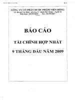 Báo cáo tài chính hợp nhất quý 3 năm 2009 - Công ty Cổ phần Dược phẩm Viễn Đông