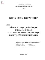 Luận văn nâng cao hiệu quả sử tài sản lưu động tại công ty TNHH thương mại dịch vụ công nghệ hồng hà 