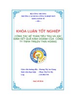 CÔNG tác kế TOÁN TIÊU THỤ và xác ĐỊNH kết QUẢ KINH DOANH của  CÔNG TY TNHH TMDV THÁI HOÀNG