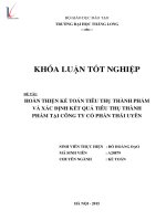 Luận văn hoàn thiện kế toán tiêu thụ thành phẩm và xác định kết quả tiêu thụ thành phẩm tại công ty cổ phần thái uyên 