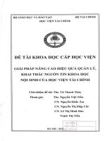 giải pháp nâng cao hiệu quả quản lý khai thác nguồn tin khoa học nội sinh của học viện tài chính 