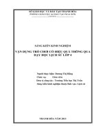 SKKN tiểu học: Vận dụng trò chơi có hiệu quả thông qua dạy học Lịch sử lớp 4