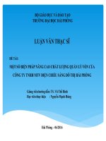 MỘT số BIỆN PHÁP NÂNG CAO CHẤT LƯỢNG QUẢN lý vốn của CÔNG TY TNHH MTV điện CHIẾU SÁNG đô THỊ hải PHÒNG 