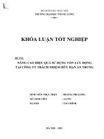 Luận văn nâng cao hiệu quả sử dụng vốn lưu động tại công ty TNHH an trung 