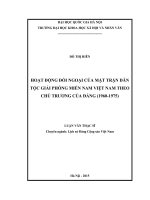 Hoạt động đối ngoại của mặt trận dân tộc giải phóng miền nam việt nam theo chủ trương của đảng ( 1960 1975) 