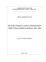 Đảng bộ tỉnh bắc giang lãnh đạo phát triển công nghiệp giai đoạn 2001   2010 