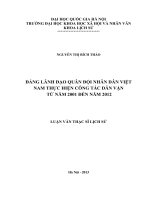 Đảng lãnh đạo quân đội nhân dân việt nam thực hiện công tác dân vận từ năm 2001 đến năm 2012 