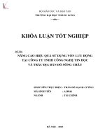 Luận văn nâng cao hiệu quả sử dụng vốn lưu động tại công ty TNHH công nghệ tin học và trắc địa bản đồ sông châu 