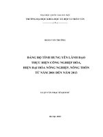 Đảng bộ tỉnh hưng yên lãnh đạo thực hiện công nghiệp hóa, hiện đại hóa nông nghiệp, nông thôn từ năm 2001 đến năm 2013 