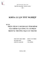 Luận văn phân tích và đánh giá tình hình tài chính tại công ty cổ phần dịch vụ thương mại cát thành
