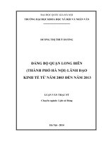 Đảng bộ quận long biên ( thành phố hà nội) lãnh đạo kinh tế từ năm 2003 đến năm 2013 