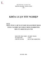 Luận văn phân tích và đề xuất một số giải pháp nhằm nâng cao hiệu quả hoạt động marketing mix của khách sạn CWD 