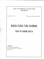 Báo cáo tài chính quý 4 năm 2013 - Công ty cổ phần Đầu tư và Phát triển Cảng Đình Vũ