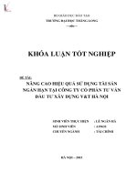 Luận văn nâng cao hiệu quả sử dụng tài sản ngắn hạn tại công ty cổ phần tư vấn đầu tư xây dựng vt hà nội 