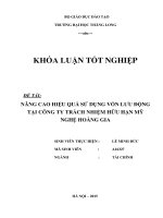 Luận văn nâng cao hiệu quả sử dụng vốn lưu động tại công ty TNHH mỹ nghệ hoàng gia 