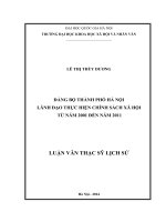 Đảng bộ thành phố hà nội lãnh đạo thực hiện chính sách xã hội từ năm 2001 đến năm 2011 