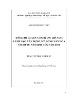 Đảng bộ huyện thanh oai (hà nội) lãnh đạo xây dựng đời sống văn hoá cơ sở từ năm 2001 đến năm 2010 