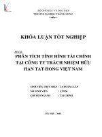Luận văn phân tích tình hình tài chính tại công ty TNHH tat hong việt nam 