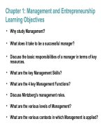 Management and Entrepreneurship Learning Objectives