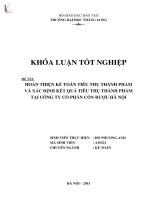 Luận văn hoàn thiện kế toán tiêu thụ thành phẩm và xác định kết quả tiêu thụ thành phẩm tại công ty cổ phần cồn rượu hà nội 