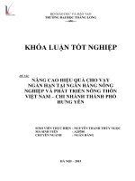 Luận văn nâng cao hiệu quả cho vay ngắn hạn tại ngân hàng nông nghiệp và phát triển nông thôn việt nam chi nhánh TP hưng yên 