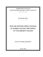 Đảng bộ tỉnh hòa bình lãnh đạo sự nghiệp giáo dục phổ thông từ năm 2000 đến năm 2010 