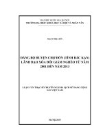 Đảng bộ huyện chợ đồn (tỉnh bắc kạn) lãnh đạo xóa đói giảm nghèo từ năm 2001 đến năm 2013 