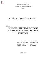 Luận văn nâng cao hiệu quả hoạt động kinh doanh tại công ty TNHH somotnet 