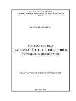 Sưu tầm, thu thập và quản lý tài liệu lưu trữ quý, hiếm trên địa bàn tỉnh bắc ninh 