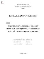 Luận văn thực trạng và giải pháp quản lý hàng tồn kho tại công ty TNHH sản xuất và thương mại nhật dương 