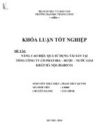 Luận văn Nâng cao hiệu quả sử dụng tài sản tại tổng công ty cổ phần bia - rượu - nước giải khát hà nội (HABECO)