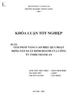 Luận văn giải pháp nâng cao hiệu quả hoạt động sản xuất kinh doanh của công ty TNHH thành an 