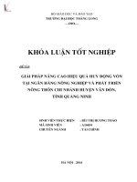 Luận văn giải pháp nâng cao hiệu quả huy động vốn tại ngân hàng nông nghiệp và phát triển nông thôn chi nhánh huyện vân đồn, tỉnh quảng ninh 