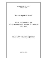 HOÀN THIỆN PHÁP LUẬT VỀ CHI NHÁNH NGÂN HÀNG NƯỚC NGOÀI Ở VIỆT NAM