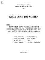 Luận văn hoàn thiện công tác phân tích tài chính tại công ty trách nhiệm hữu hạn một thành viên thuốc lá thanh hóa 