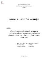 Luận văn vốn lưu động và một số giải pháp tài chính nâng cao hiệu quả sử dụng vốn lưu động tại công ty cổ phần may vĩnh phú 