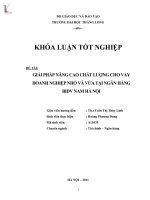 Luận văn giải pháp nâng cao chất lượng cho vay doanh nghiệp nhỏ và vừa tại ngân hàng BIDV nam hà nội 