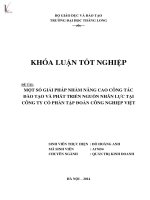 Luận văn một số giải pháp nhằm nâng cao công tác đào tạo và phát triển nguồn nhân lực tại công ty cổ phần tập đoàn công nghiệp việt 