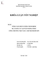 Luận văn nâng cao chất lượng thẩm định dự án đầu tư tại ngân hàng TMCP công thương việt nam chi nhánh đồ sơn