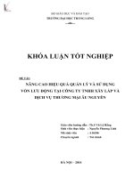 Luận văn nâng cao hiệu quả quản lý và sử dụng vốn lưu động tại công ty TNHH xây lắp và dịch vụ thương mại âu nguyễn 