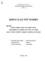 Luận văn hoàn thiện công tác phân tích tình hình tài chính tại công ty TNHH đầu tư phát triển và dịch vụ điện lực hà nội 