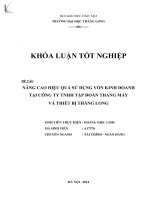 Luận văn nâng cao hiệu quả sử dụng vốn kinh doanh tại công ty TNHH tập đoàn thang máy và thiết bị thăng long 
